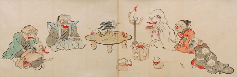 Kitsune fox statues at a Shinto shrine in Japan