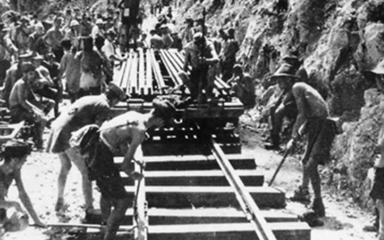 Civilian Workers constructing the Death Railway