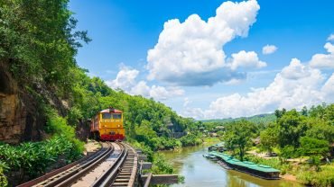 Death Railway tracks through jungle in Kanchanaburi