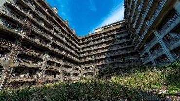 Abandoned buildings on Hashima Island