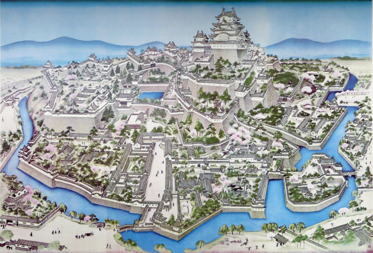 Interior spaces of Himeji Castle reflecting governance