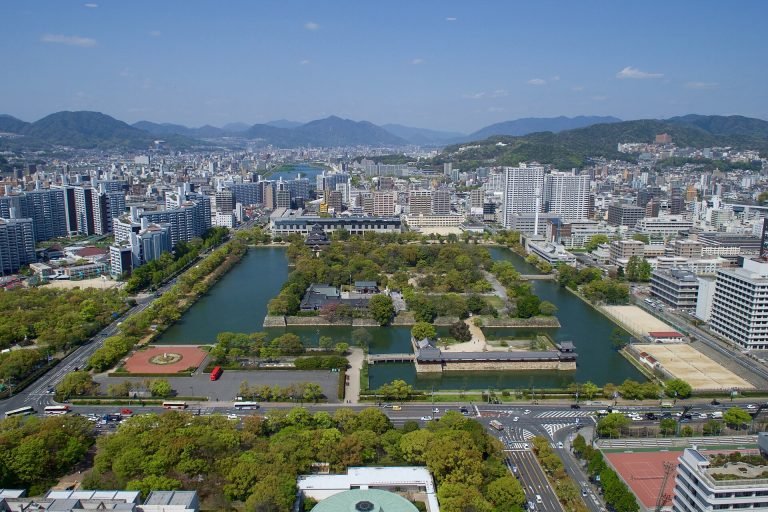 Hiroshima cityscape beyond official memorials